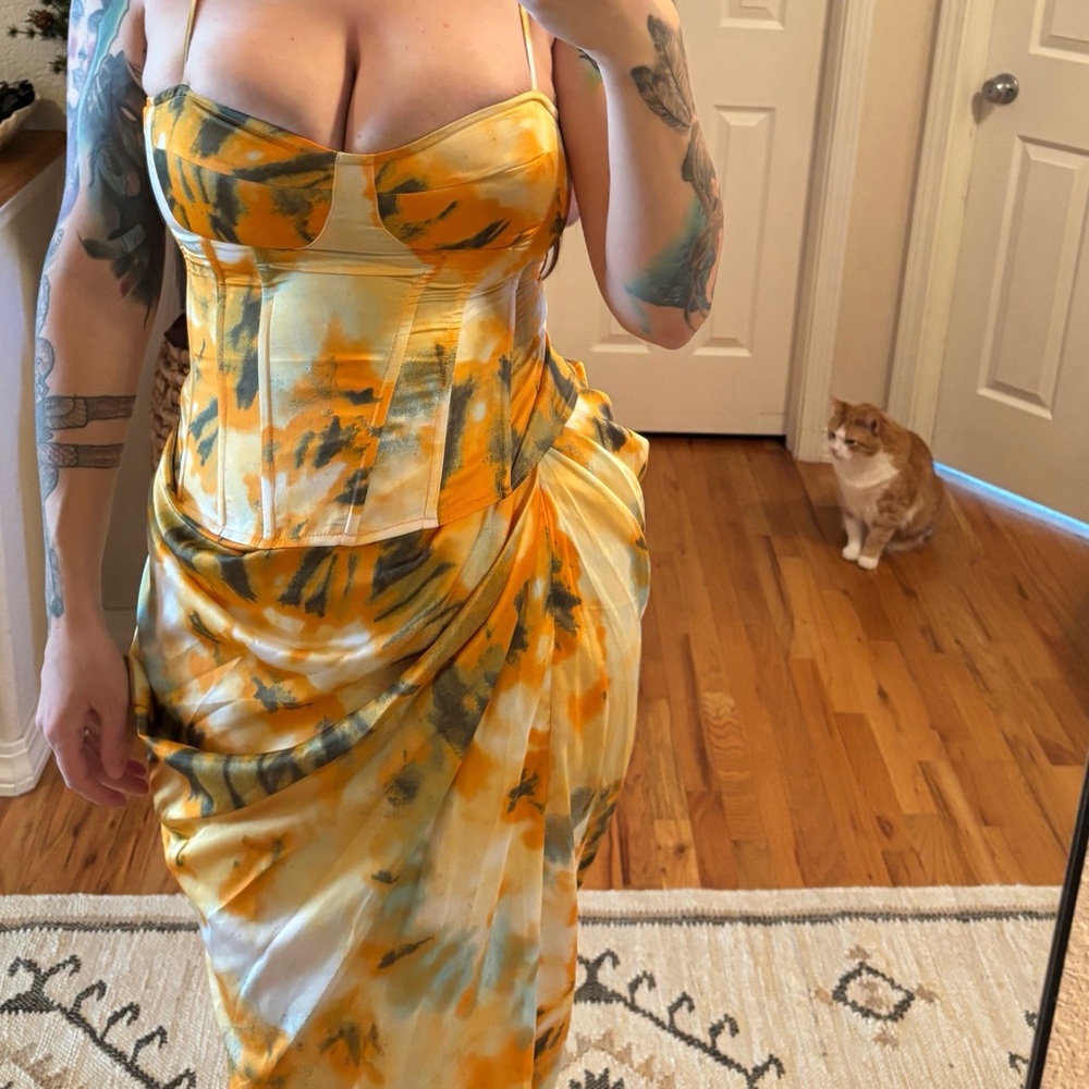 Satin Corset 2 Piece Skirt Set